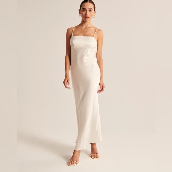 Satin Cowl Back Slip Mini Dress in White - Picture 1 of 9